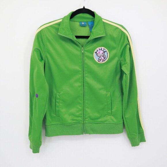 It's Happy Bunny Track Jacket Womens L Green Sporty Preppy Y2K Playful Vintage - Picture 14 of 16